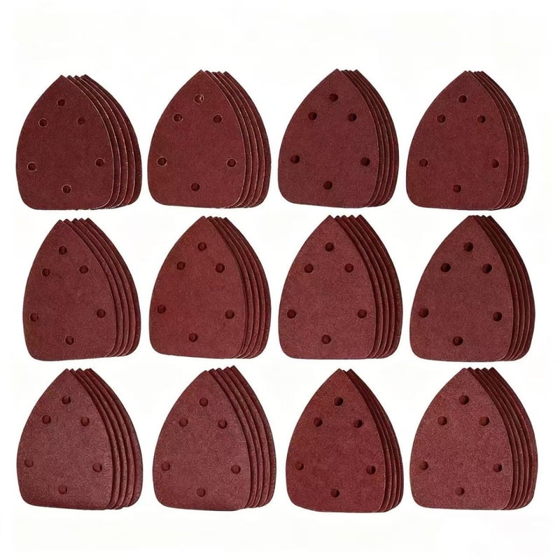 DUSJVYUE 30pcs 240Grit Mouse Sander Sandpaper 6 Holes Mouse Sander Pads Hook and Loop Triangle Sanding Pads Suitable for Ryobi Detail Palm Sander - Image 1
